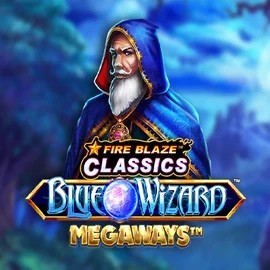 Slots logo of Fire Blaze Blue Wizard Megaways from Rarestone Gaming at Millioner Casino